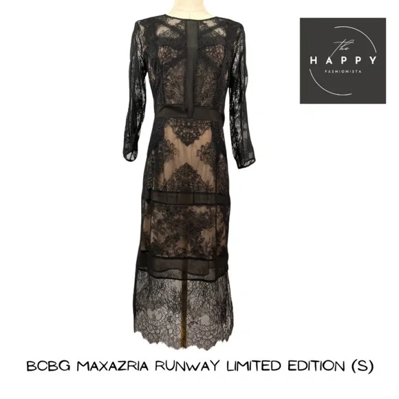 bcbg black and nude dress Lace Detail Cocktail Dress – BCBGMAXAZRIA main image 0